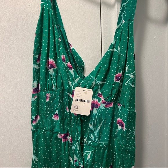 Free People Green Mini Floral Dress - NWT size XS - Picture 5 of 5